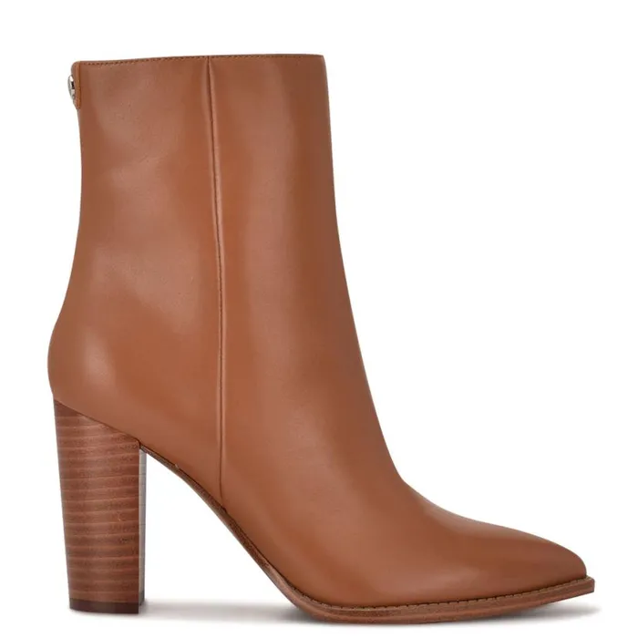 Nine West Boots and Booties Women Tryme 92159 Heeled Booties New Luggage Leather