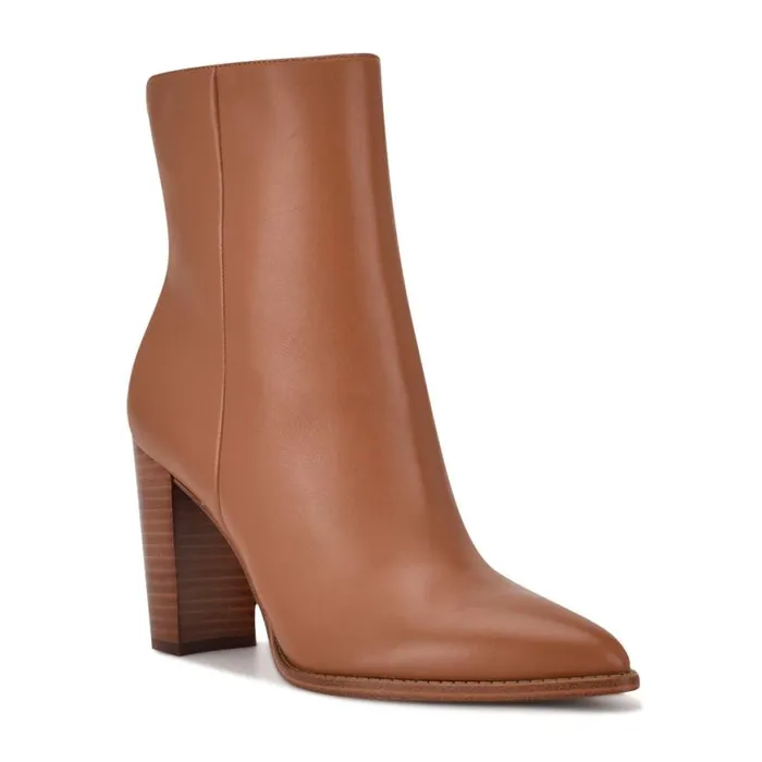 Nine West Boots and Booties Women Tryme 92159 Heeled Booties New Luggage Leather Nine West Boots and Booties Women Tryme 92159 Heeled Booties New Luggage Leather