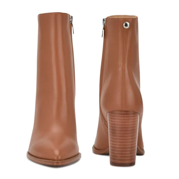 Nine West Boots and Booties Women Tryme 92159 Heeled Booties New Luggage Leather Nine West Boots and Booties Women Tryme 92159 Heeled Booties New Luggage Leather