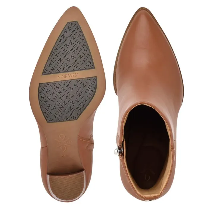 Nine West Boots and Booties Women Tryme 92159 Heeled Booties New Luggage Leather Nine West Boots and Booties Women Tryme 92159 Heeled Booties New Luggage Leather