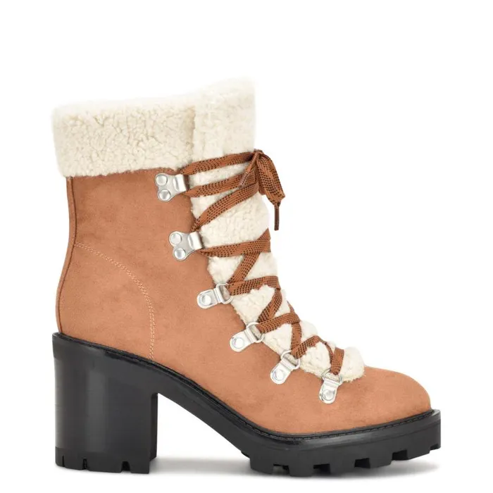 Nine West Boots and Booties Women Unise Lug Sole Booties Brown Suede