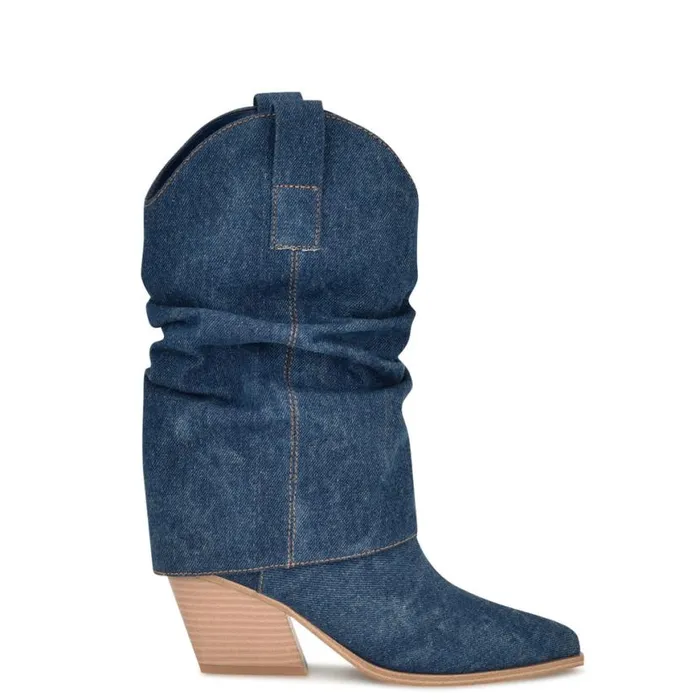 Nine West Boots and Booties Women Wilton Western Boots Dark Blue