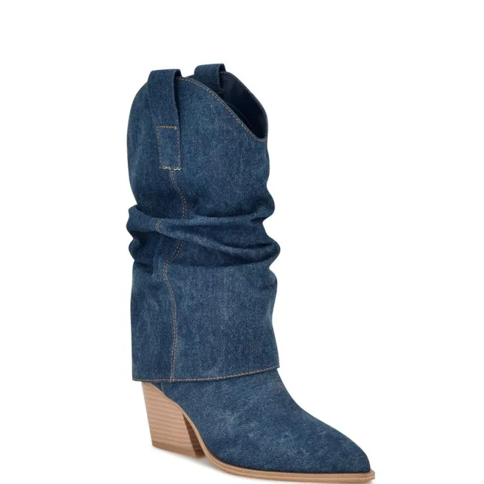 Nine West Boots and Booties Women Wilton Western Boots Dark Blue Nine West Boots and Booties Women Wilton Western Boots Dark Blue