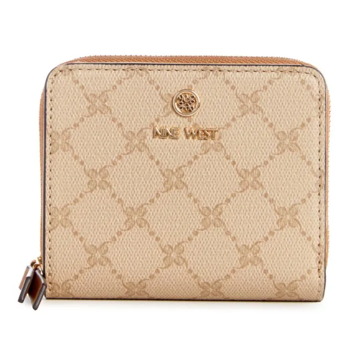 Nine West Clutches and Wallets Women Linnette Small Zip Around Wallet New Khaki Logocamel
