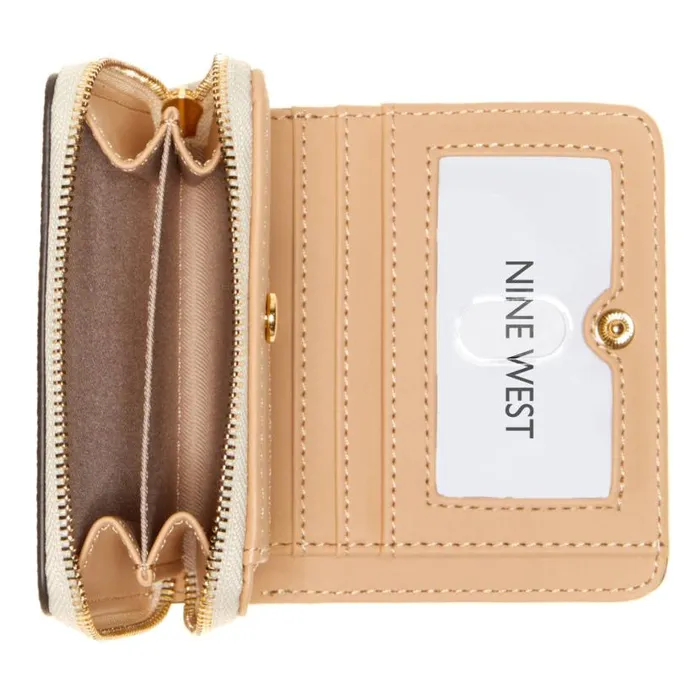 Nine West Clutches and Wallets Women Linnette Small Zip Around Wallet New Khaki Logocamel Nine West Clutches and Wallets Women Linnette Small Zip Around Wallet New Khaki Logocamel