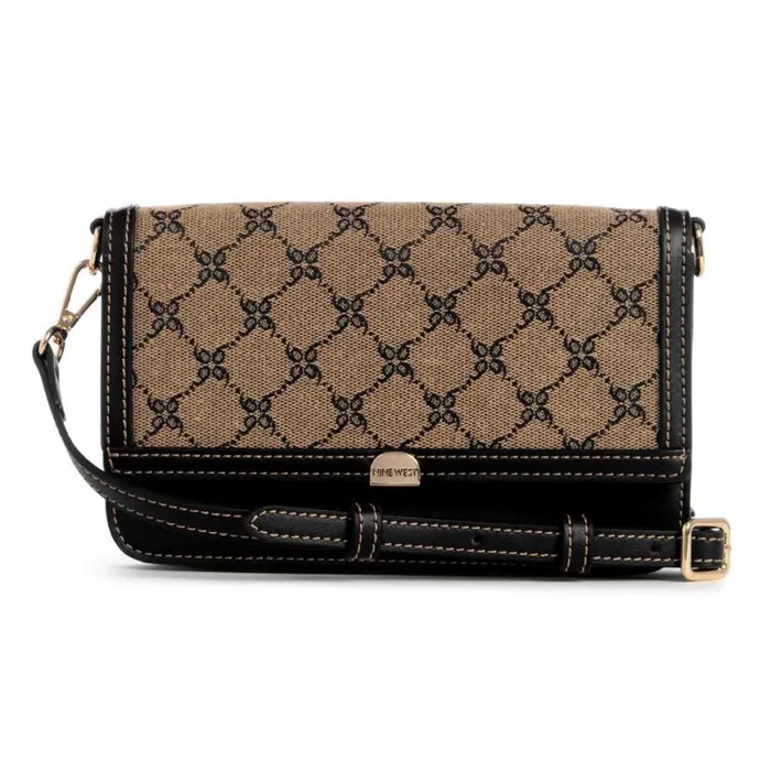 Nine West Crossbody Women Park Slope Phone Wallet Crossbody Natural Logoblack