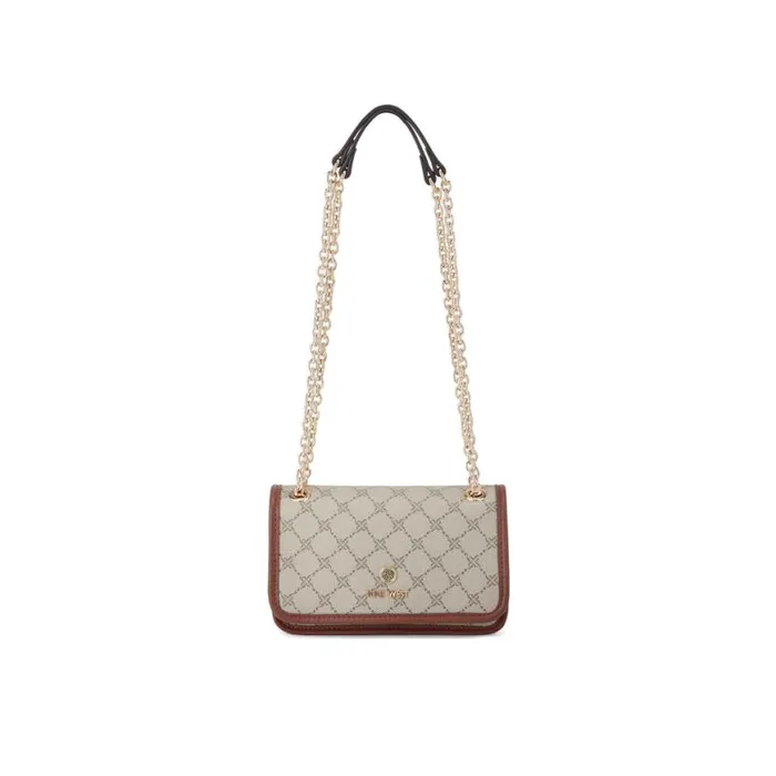 Nine West Crossbody Women Saoirse Mini Cnvrtbl Xbdy Flap Beige Logomahogany