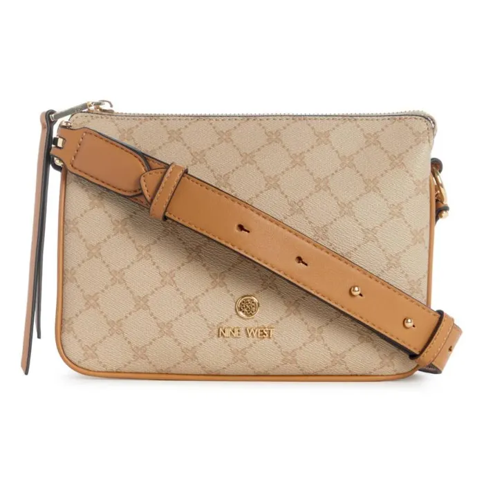 Nine West Crossbody Women Saoirse Triple Compartment Crossbody Khaki Logocamel Nine West Crossbody Women Saoirse Triple Compartment Crossbody Khaki Logocamel