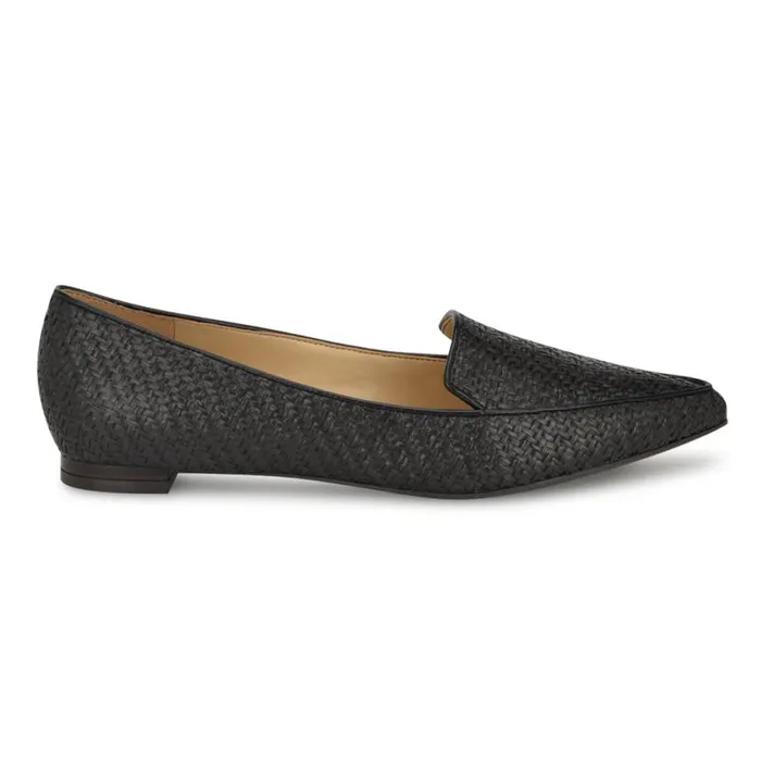 Nine West Flats Women Abay Smoking Flats Black Raffia