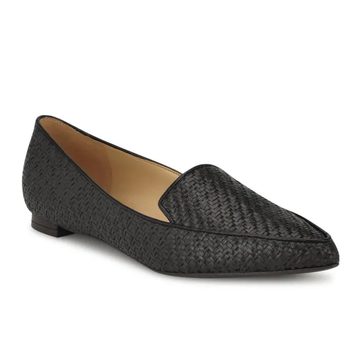 Nine West Flats Women Abay Smoking Flats Black Raffia Nine West Flats Women Abay Smoking Flats Black Raffia
