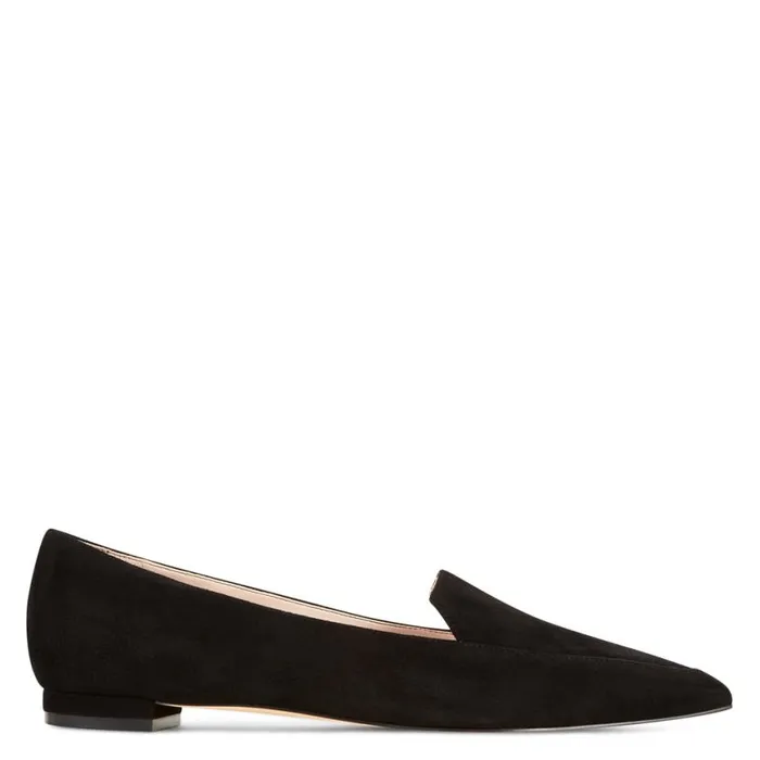 Nine West Flats Women Abay Smoking Flats Black Suede