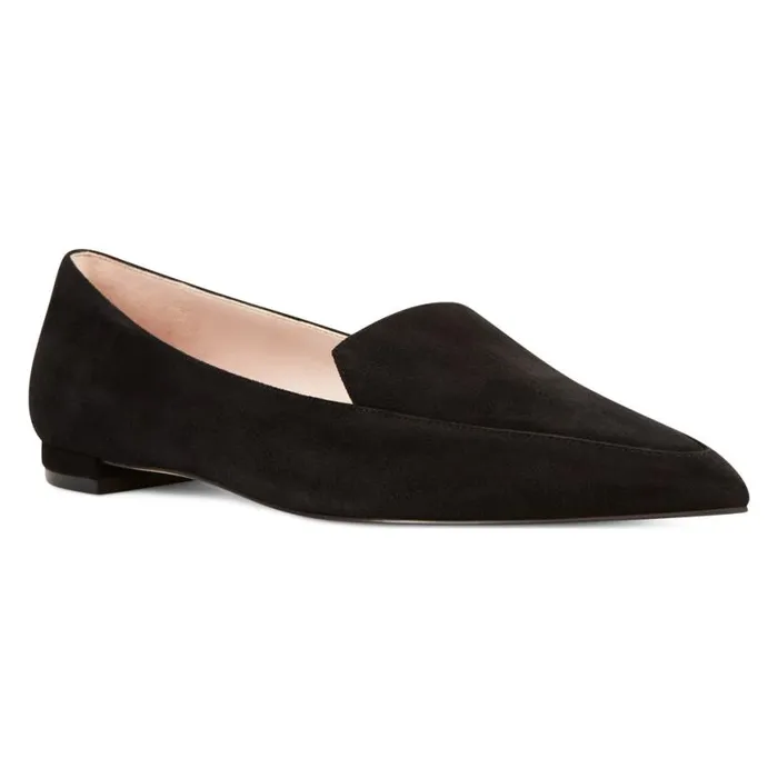 Nine West Flats Women Abay Smoking Flats Black Suede