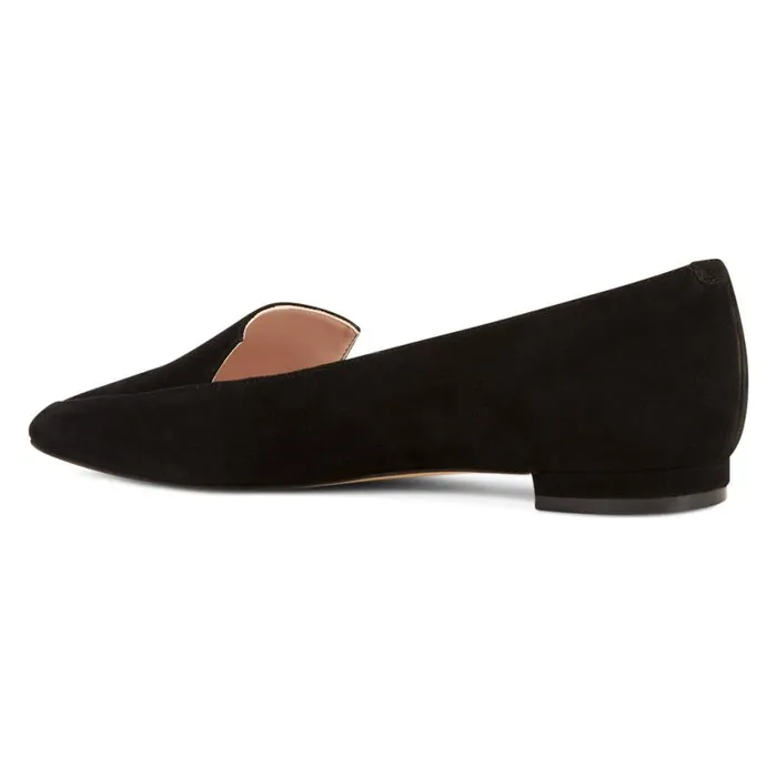Nine West Flats Women Abay Smoking Flats Black Suede