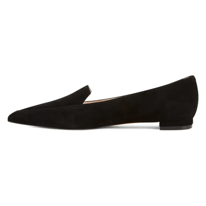 Nine West Flats Women Abay Smoking Flats Black Suede