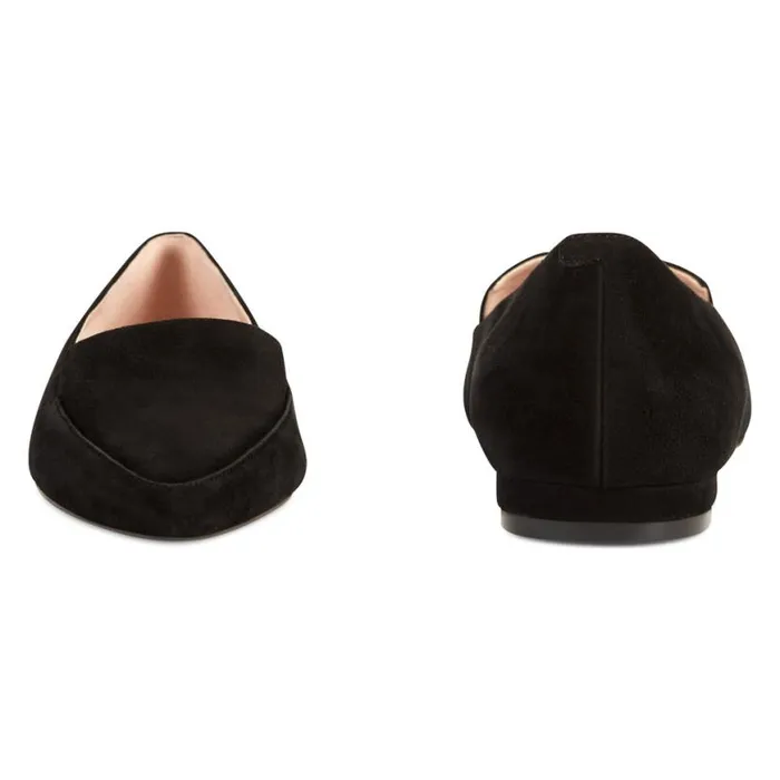 Nine West Flats Women Abay Smoking Flats Black Suede