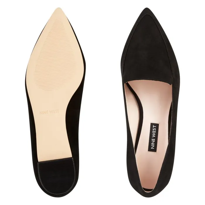 Nine West Flats Women Abay Smoking Flats Black Suede