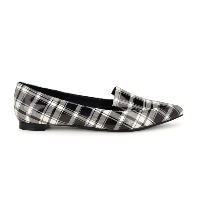 Nine West Flats Women Abay Smoking Flats Blackwhite Patent Plaid