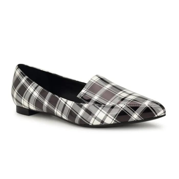 Nine West Flats Women Abay Smoking Flats Blackwhite Patent Plaid Nine West Flats Women Abay Smoking Flats Blackwhite Patent Plaid