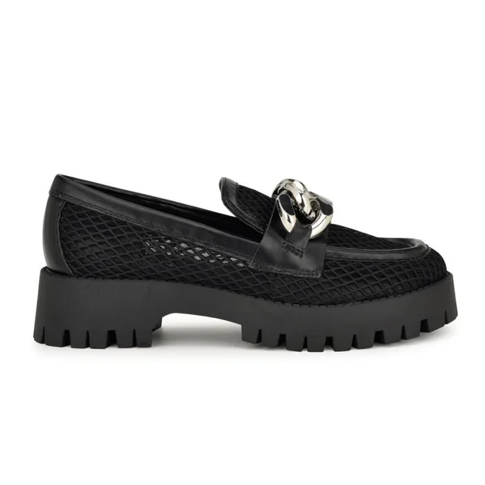 Nine West Flats Women Afer Mesh Lugsole Loafers Black