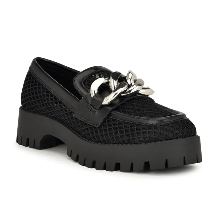 Nine West Flats Women Afer Mesh Lugsole Loafers Black
