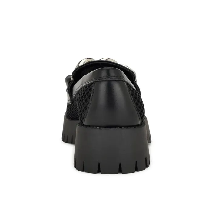 Nine West Flats Women Afer Mesh Lugsole Loafers Black