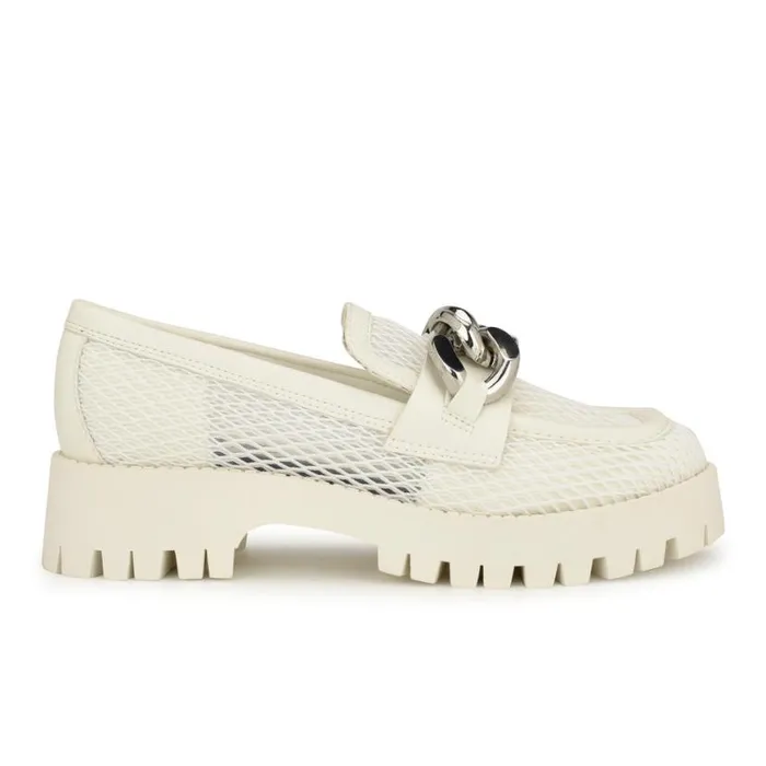 Nine West Flats Women Afer Mesh Lugsole Loafers White
