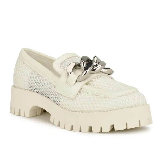 Nine West Flats Women Afer Mesh Lugsole Loafers White