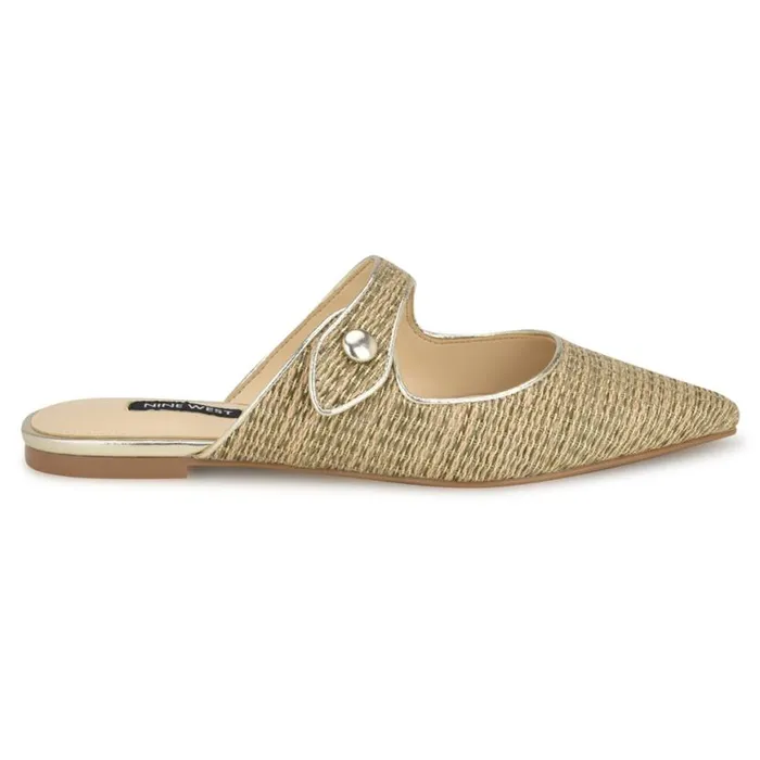 Nine West Flats Women Barbra Flat Mules Platino Raffia