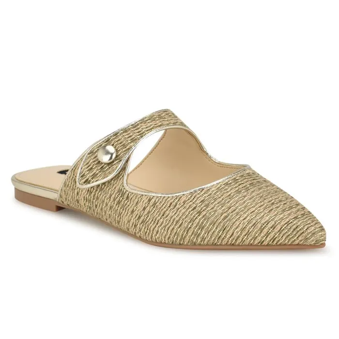 Nine West Flats Women Barbra Flat Mules Platino Raffia