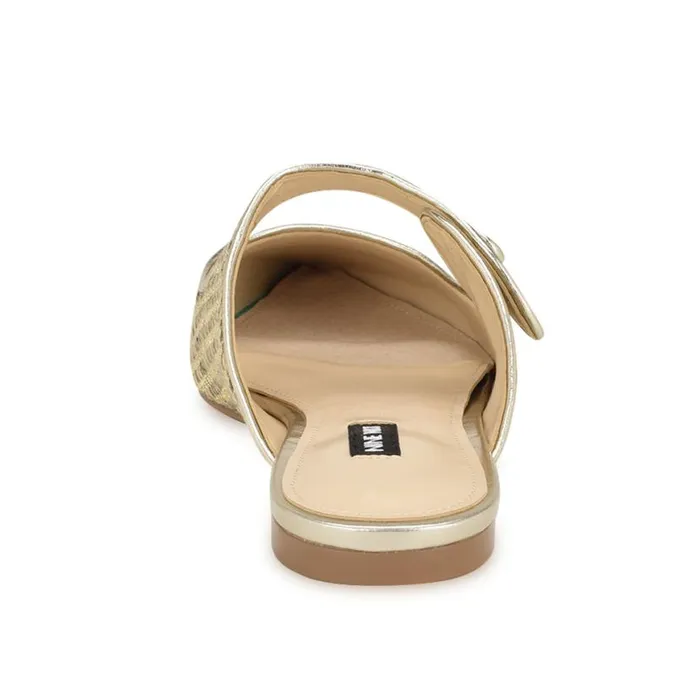 Nine West Flats Women Barbra Flat Mules Platino Raffia
