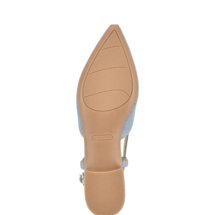 Nine West Flats Women Bircah Pointy Toe Flat Slingbacks Denim Nine West Flats Women Bircah Pointy Toe Flat Slingbacks Denim