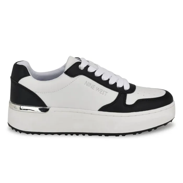 Nine West Flats Women Calpha Laceup Sneakers Whiteblack