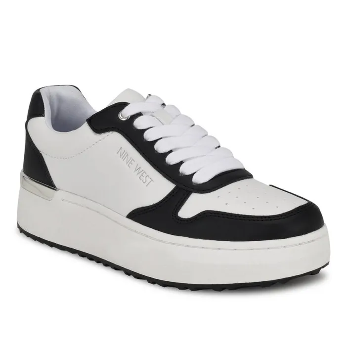 Nine West Flats Women Calpha Laceup Sneakers Whiteblack Nine West Flats Women Calpha Laceup Sneakers Whiteblack