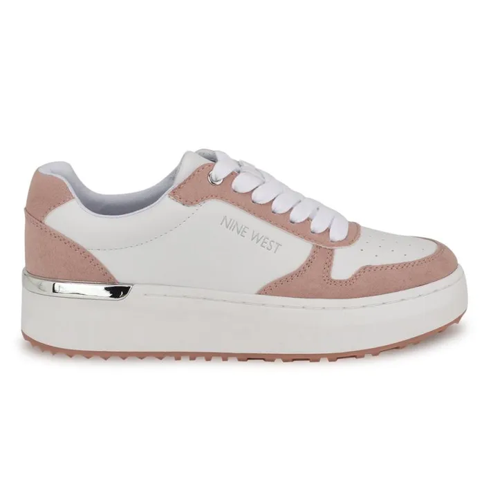 Nine West Flats Women Calpha Laceup Sneakers Whitepink