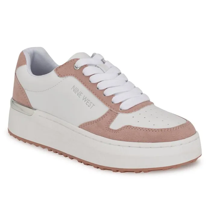 Nine West Flats Women Calpha Laceup Sneakers Whitepink Nine West Flats Women Calpha Laceup Sneakers Whitepink