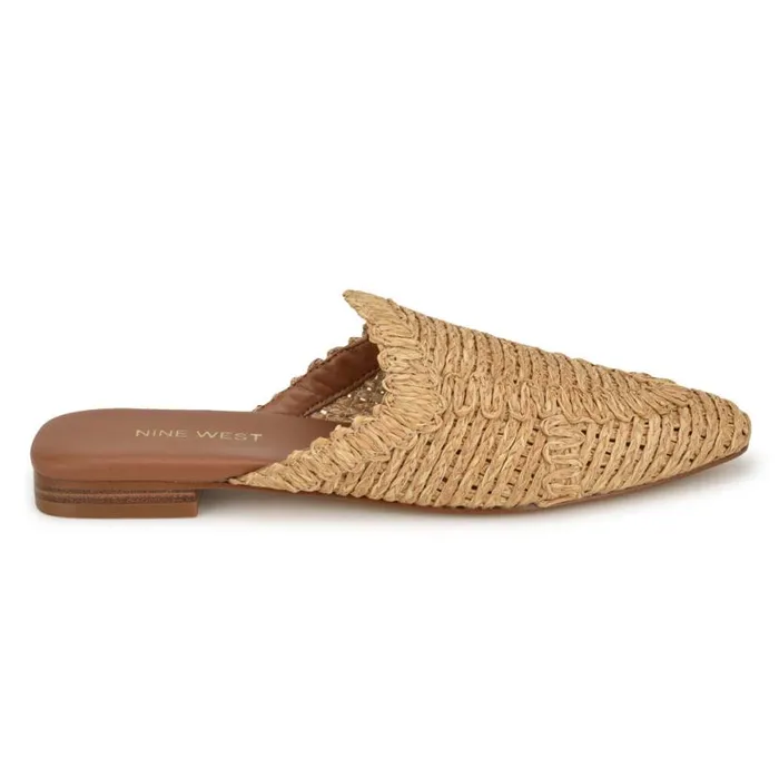 Nine West Flats Women Cleigha Pointy Toe Mules Light Natural