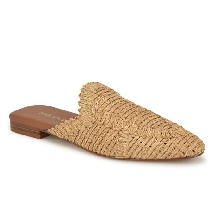 Nine West Flats Women Cleigha Pointy Toe Mules Light Natural