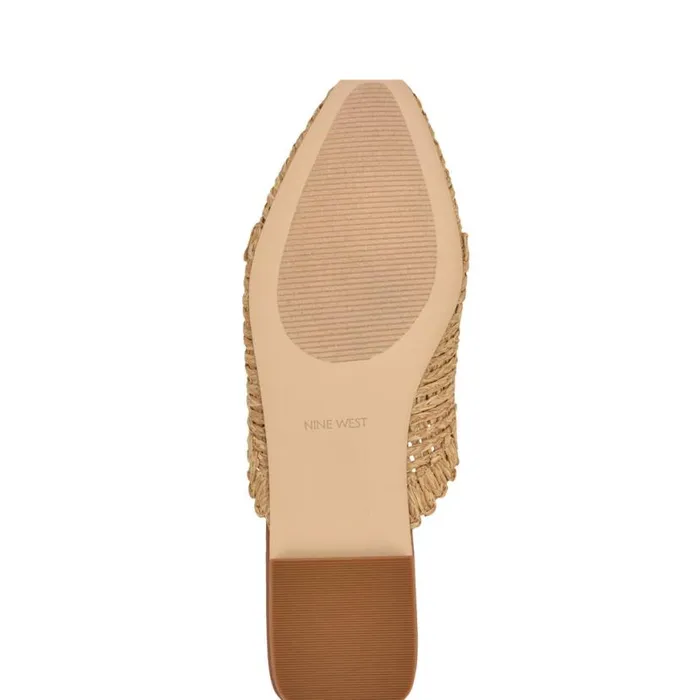 Nine West Flats Women Cleigha Pointy Toe Mules Light Natural