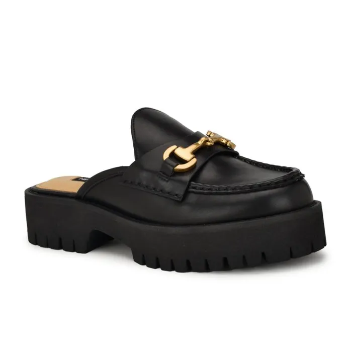 Nine West Flats Women Duntal Lugsole Loafer Mules Black Nine West Flats Women Duntal Lugsole Loafer Mules Black