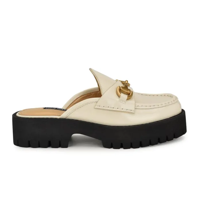 Nine West Flats Women Duntal Lugsole Loafer Mules Ivory