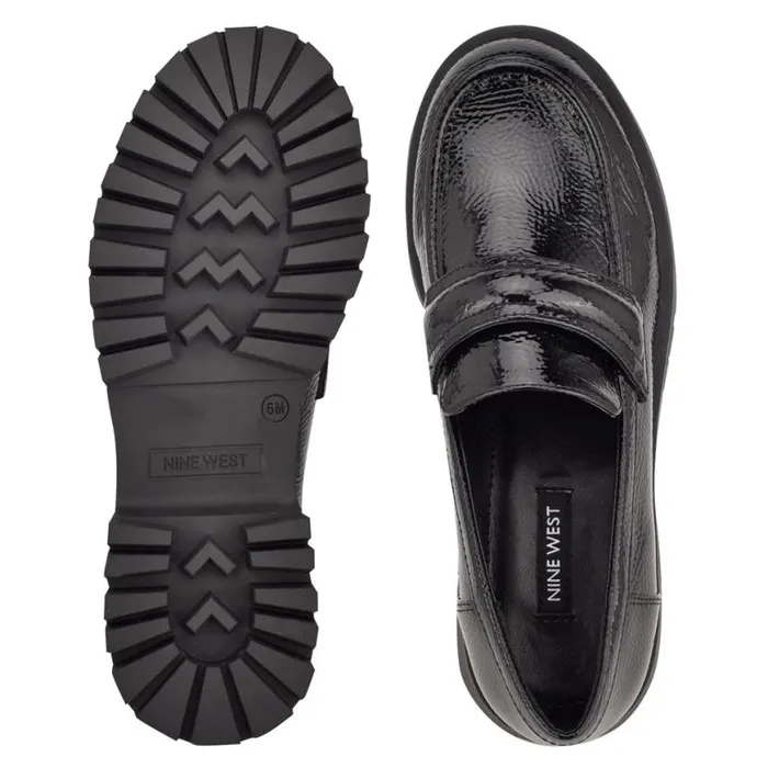 Nine West Flats Women Garren Lug Sole Loafers Black