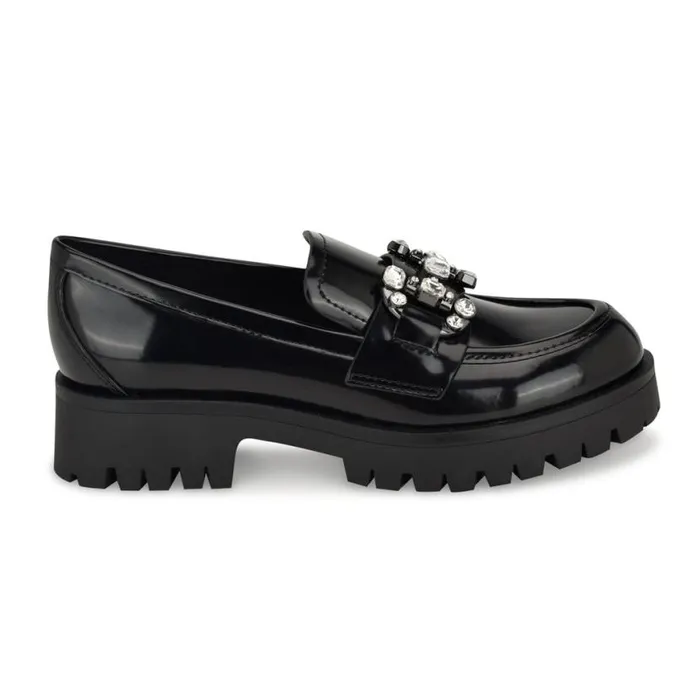 Nine West Flats Women Glammy Lugsole Loafers Black