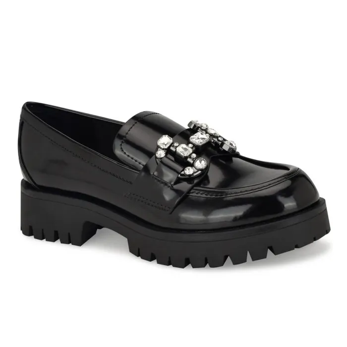 Nine West Flats Women Glammy Lugsole Loafers Black