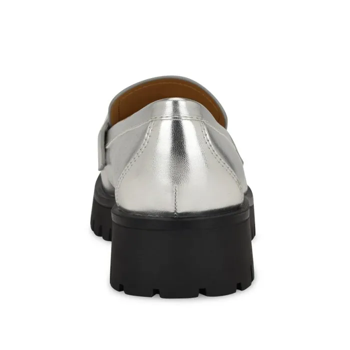 Nine West Flats Women Glammy Lugsole Loafers Silver Nine West Flats Women Glammy Lugsole Loafers Silver