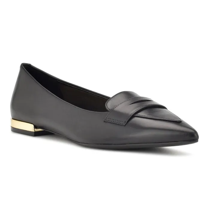 Nine West Flats Women Lallin Pointy Toe Loafers Black Leather Nine West Flats Women Lallin Pointy Toe Loafers Black Leather