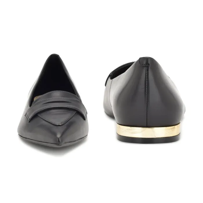 Nine West Flats Women Lallin Pointy Toe Loafers Black Leather Nine West Flats Women Lallin Pointy Toe Loafers Black Leather