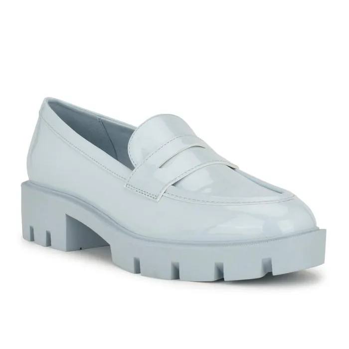 Nine West Flats Women Maibel SlipOn Loafers Light Blue Patent Nine West Flats Women Maibel SlipOn Loafers Light Blue Patent