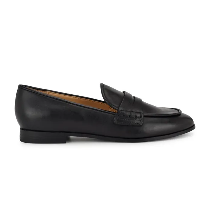 Nine West Flats Women Manner Casual Loafers Black Leather