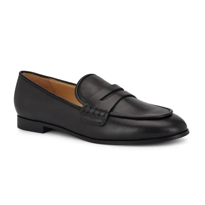 Nine West Flats Women Manner Casual Loafers Black Leather Nine West Flats Women Manner Casual Loafers Black Leather
