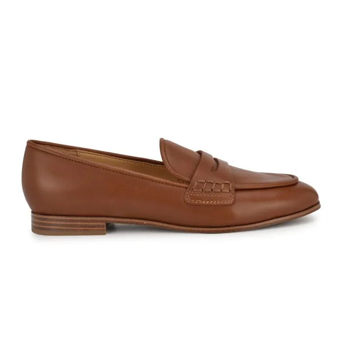 Nine West Flats Women Manner Casual Loafers Dark Natural Leather